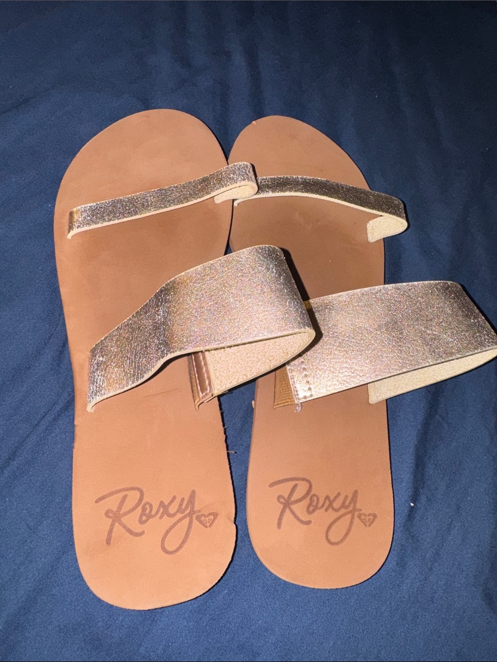 Roxy Women's Rose Gold Strappy Slide Sandals